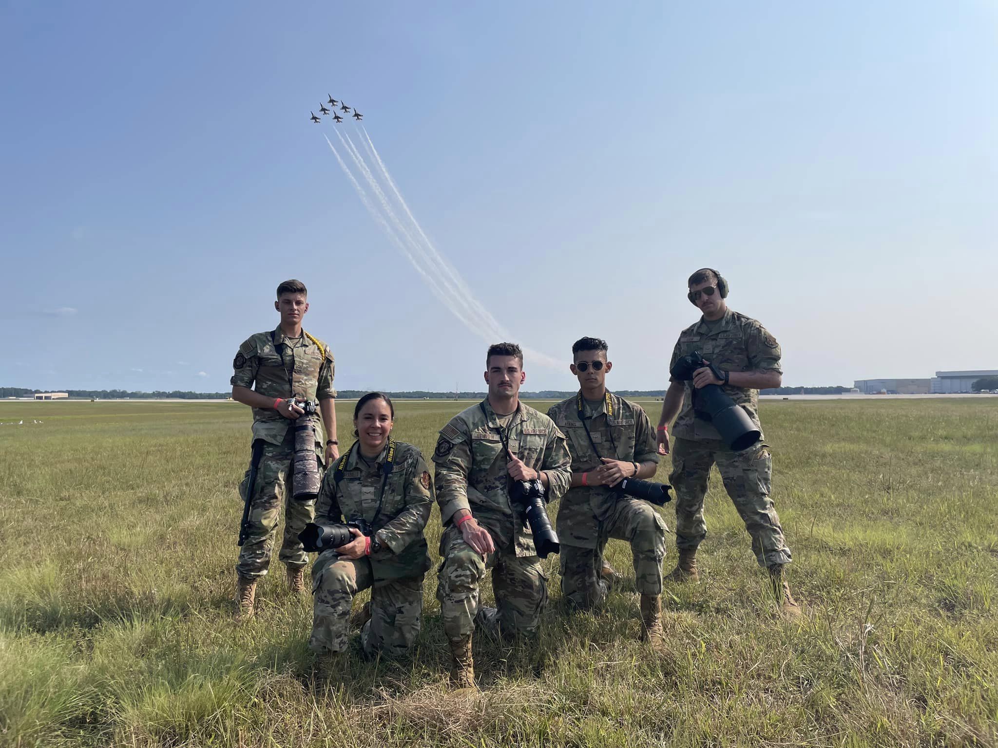 A group of Airmen pose for a photo at Keesler Air Force Base.