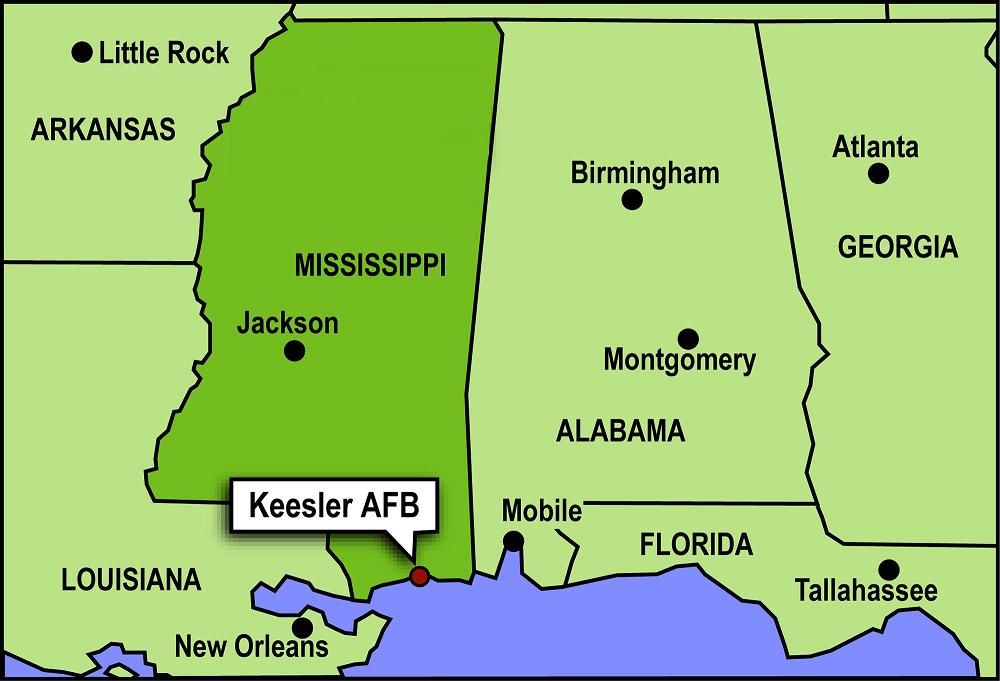 Map of Keesler's location in Mississippi
